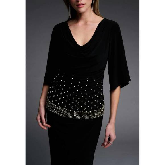 NEW JOSEPH RIBKOFF 3/4 sleeve top in black - Picture 1 of 2